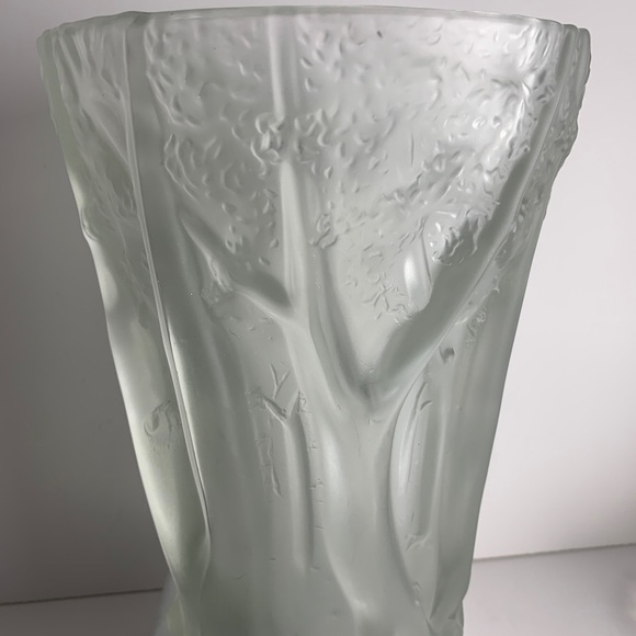 Vtg. Barolac Czech Josef Inwald Heavy Crystal Frosted Glass Forrest Vase 10" HTF - Picture 5 of 14